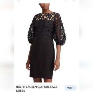 Little black dress. Ralph Lauren. Sheath, eyelet. Fully lined. Fitted